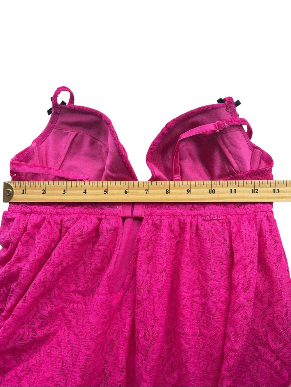 La Senza Perfectly Me Lace Baby Doll Top  in Pink with Black Bows Size Medium - Picture 15 of 16